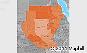 Political Shades 3D Map of Sudan, desaturated, land only