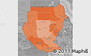 Political Shades 3D Map of Sudan, desaturated