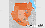 Political Shades 3D Map of Sudan, lighten, desaturated, land only