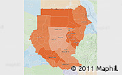 Political Shades 3D Map of Sudan, lighten