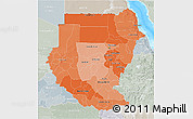 Political Shades 3D Map of Sudan, lighten, semi-desaturated, land only