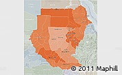 Political Shades 3D Map of Sudan, lighten, semi-desaturated