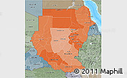 Political Shades 3D Map of Sudan, semi-desaturated, land only