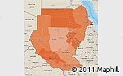 Political Shades 3D Map of Sudan, shaded relief outside