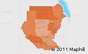 Political Shades 3D Map of Sudan, single color outside, bathymetry sea