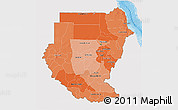 Political Shades 3D Map of Sudan, single color outside