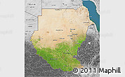 Satellite 3D Map of Sudan, desaturated, land only