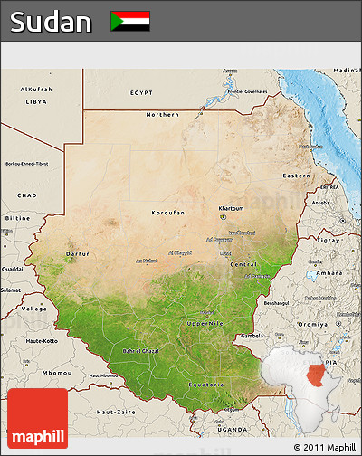 Satellite 3D Map of Sudan, shaded relief outside