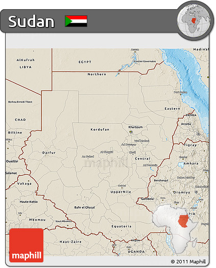 Shaded Relief 3D Map of Sudan