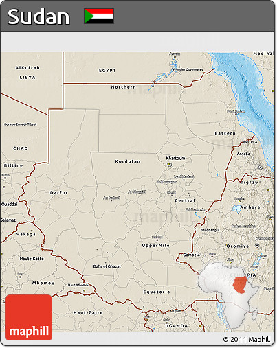 Shaded Relief 3D Map of Sudan