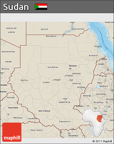Shaded Relief 3D Map of Sudan