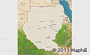 Shaded Relief 3D Map of Sudan, satellite outside