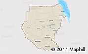 Shaded Relief 3D Map of Sudan, single color outside, bathymetry sea