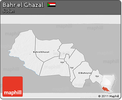 Gray 3D Map of Bahr El Ghazal, single color outside