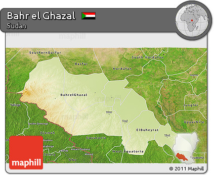 Physical 3D Map of Bahr El Ghazal, satellite outside