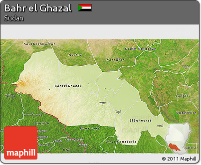 Physical 3D Map of Bahr El Ghazal, satellite outside