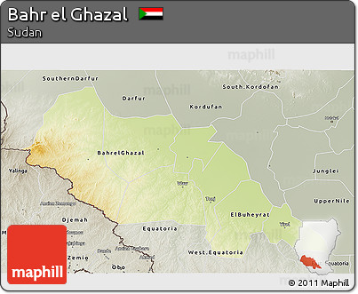 Physical 3D Map of Bahr El Ghazal, semi-desaturated