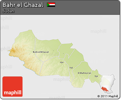 Physical 3D Map of Bahr El Ghazal, single color outside