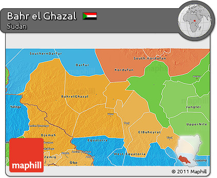 Political Shades 3D Map of Bahr El Ghazal