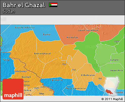 Political Shades 3D Map of Bahr El Ghazal