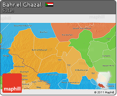 Political Shades 3D Map of Bahr El Ghazal