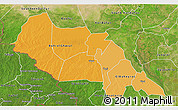 Political Shades 3D Map of Bahr el Ghazal, satellite outside