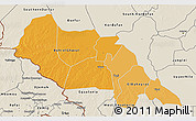 Political Shades 3D Map of Bahr el Ghazal, shaded relief outside