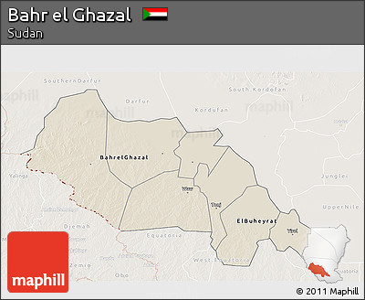 Shaded Relief 3D Map of Bahr El Ghazal, lighten