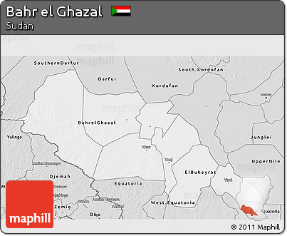 Silver Style 3D Map of Bahr El Ghazal