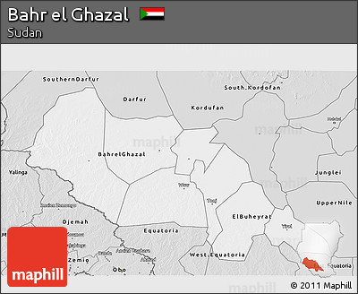 Silver Style 3D Map of Bahr El Ghazal
