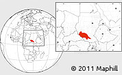 Blank Location Map of Bahr el Ghazal, within the entire country