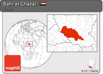Blank Location Map of Bahr El Ghazal
