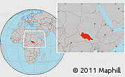 Gray Location Map of Bahr el Ghazal, within the entire country
