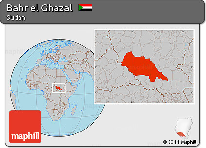 Gray Location Map of Bahr El Ghazal