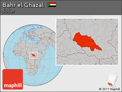 Gray Location Map of Bahr El Ghazal