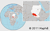 Gray Location Map of Bahr el Ghazal, highlighted country, within the entire country