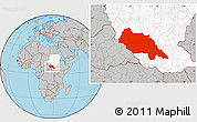 Gray Location Map of Bahr el Ghazal, highlighted country