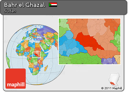 Political Location Map of Bahr El Ghazal