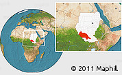 Satellite Location Map of Bahr el Ghazal, highlighted country, within the entire country