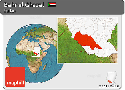 Satellite Location Map of Bahr El Ghazal, highlighted country