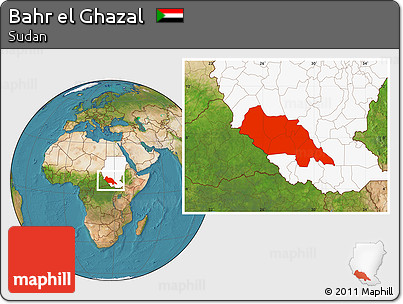 Satellite Location Map of Bahr El Ghazal, highlighted country