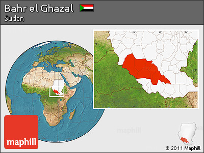 Satellite Location Map of Bahr El Ghazal, highlighted country