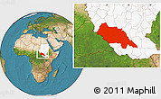 Satellite Location Map of Bahr el Ghazal, highlighted country
