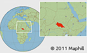 Savanna Style Location Map of Bahr el Ghazal, within the entire country