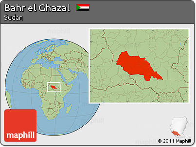Savanna Style Location Map of Bahr El Ghazal