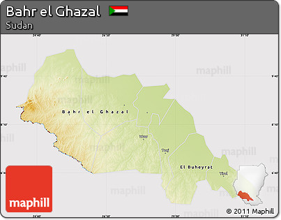 Physical Map of Bahr El Ghazal, cropped outside