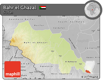 Physical Map of Bahr El Ghazal, desaturated