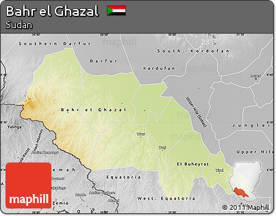 Physical Map of Bahr El Ghazal, desaturated