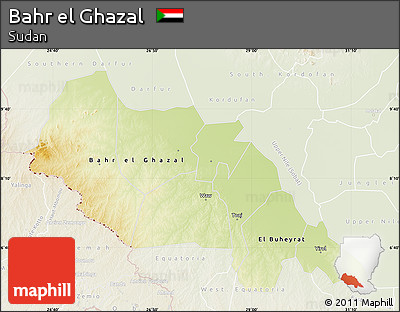 Physical Map of Bahr El Ghazal, lighten