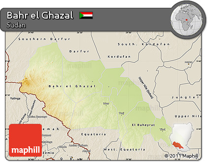 Physical Map of Bahr El Ghazal, shaded relief outside